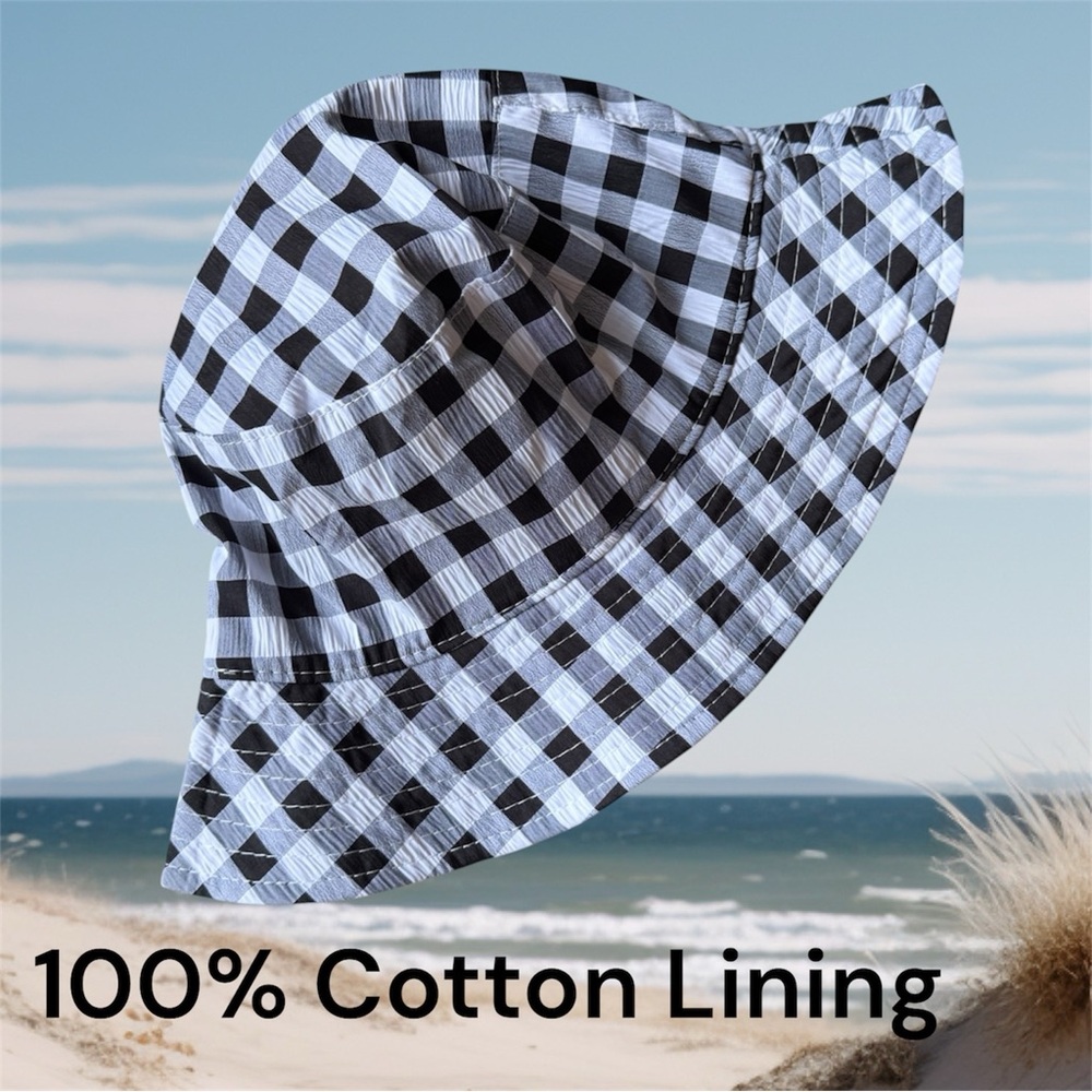 2 for $30 🆕Black and White Gingham Bucket Hat
